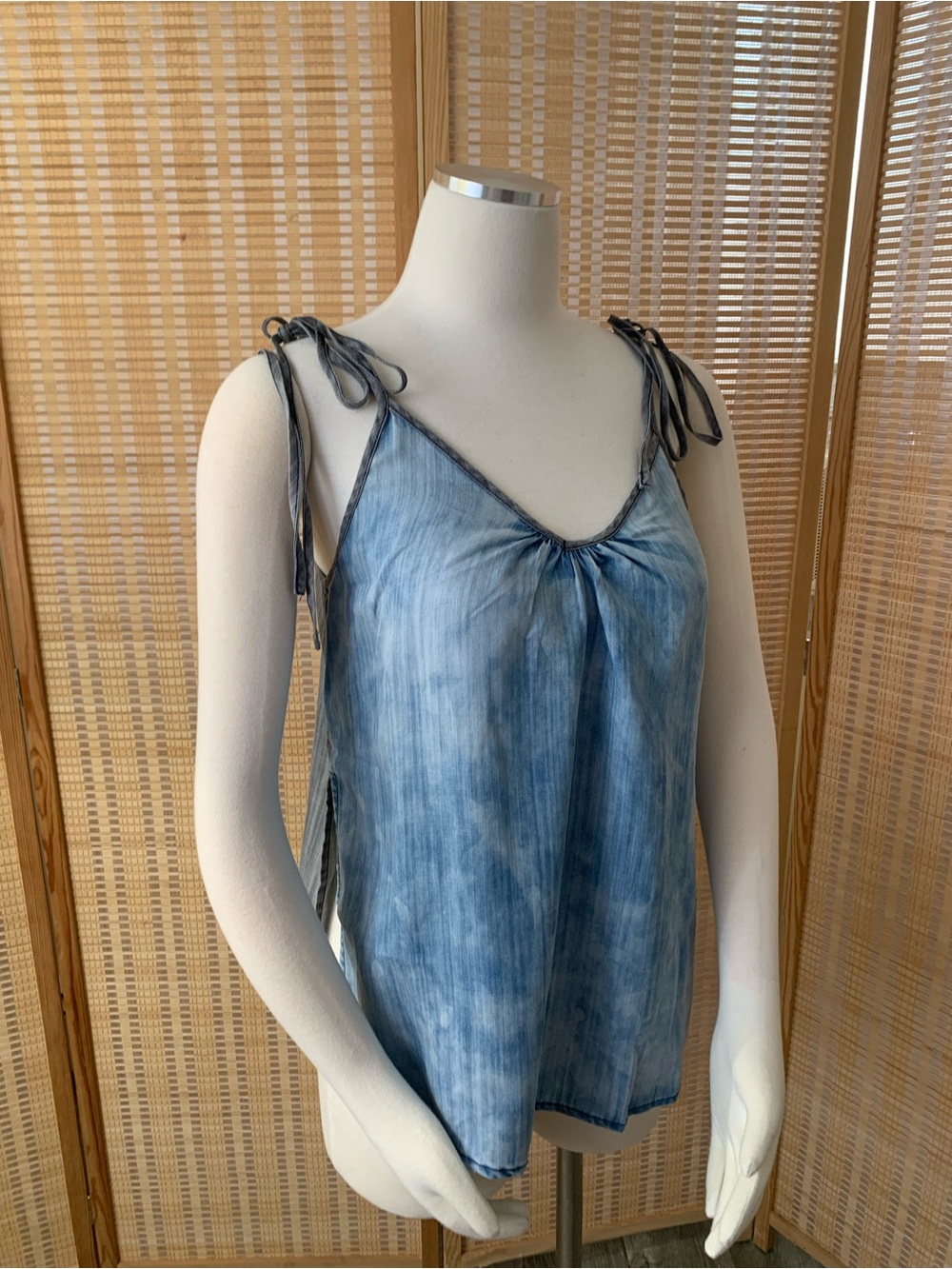 True Religion Blue Tie-Dye Shoulder-Tie Camisole